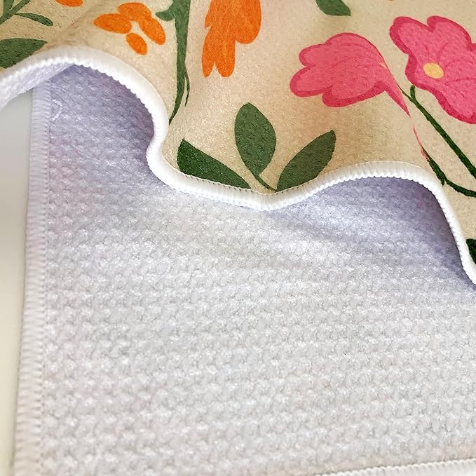 18” x 30” Highly Absorbent Kitchen Towels, Quick Dry Microfiber Tea Towel, Dish Towels for Kitchen Drying, Ultra Soft Premium Hand Towels (Brilliant Flowers)