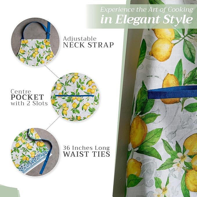 Maison d' Hermine 100% Cotton Apron for women with Pocket Kitchen Chef Apron for Men Cooking Mothers Day Gifts