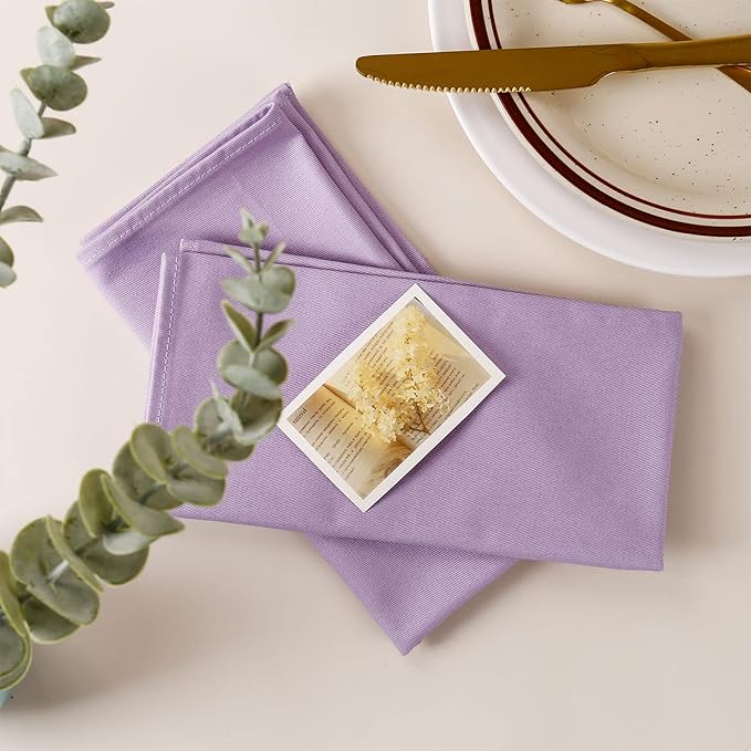 Purple Cloth Napkins Set of 6, 100% Cotton Cloth Napkins Washable Reusable, Perfect as Wedding Cloth Napkins/Holiday Lavender Cloth Napkins for Dinner Table Everyday Use (Purple)
