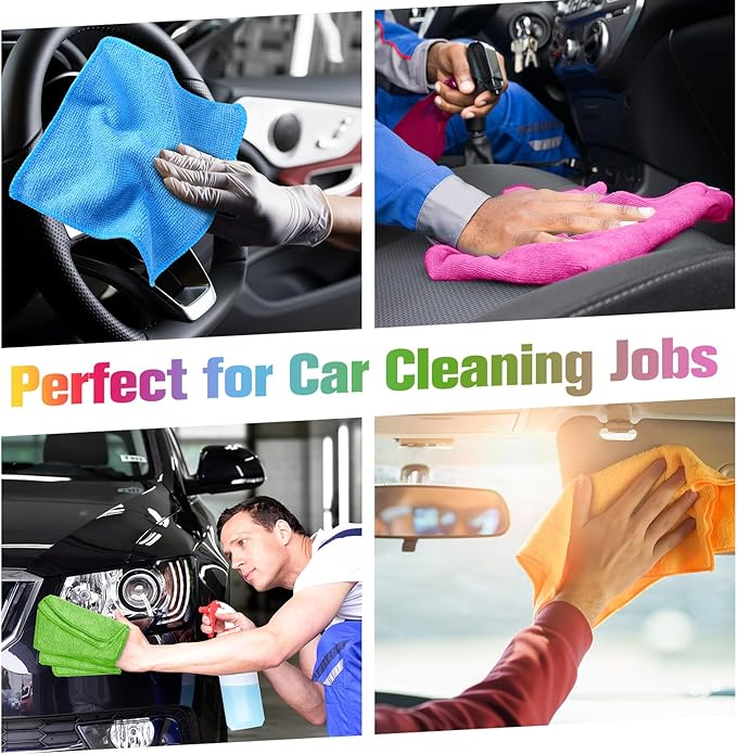 Tanlade Cleaning Cloth Dry Erase Cloth Cleaning Rags Reasonable Kitchen Towels Microfiber Towels Cars Wash(6 x 6 Inch,Green/Blue/Yellow/Pink/Orange,50 Pcs)
