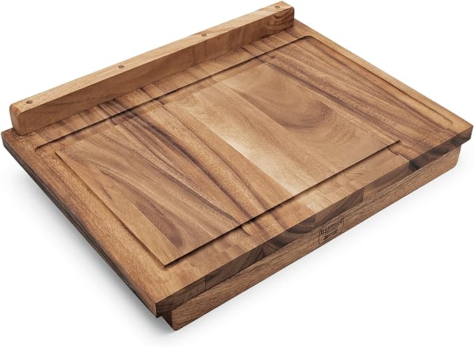 Ironwood Gourmet Double-Sided Countertop Lyon Pastry/Cutting Board With Gravy Groove, Acacia Wood 17.25 x 24 x 1.25 inches