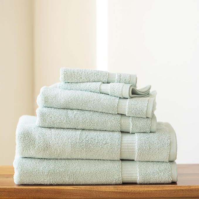 SALBAKOS 100% Turkish Cotton Bathroom Towel Set of 6 | Premium Quality Turkish Bath Towel Set for Gift | Experience Spa Comfort Every Day | Oeko-Tex, Made in Turkey (Seafoam Green, 6 Piece Towel Set)