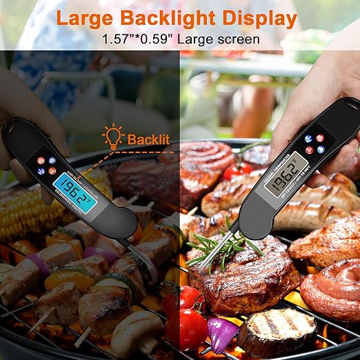 2PCS Digital Talking Thermometer for The Blind, Waterproof Instant Read Food Thermometer with Talking Function & Backlight, Meat Thermometer with Probe for Cooking and Grilling, and More