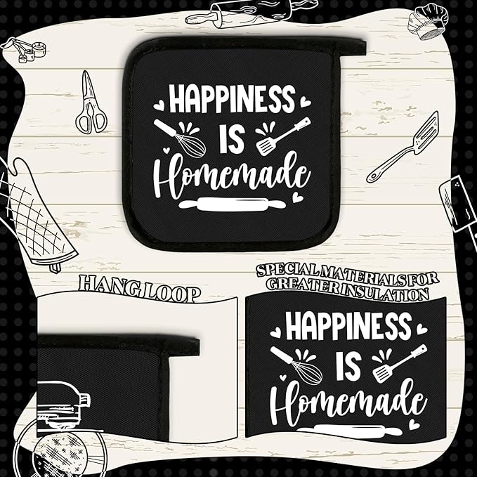 Bencailor 12 Pcs Pot Holders with Pocket Kitchen Hot Potholders Hot Pad Oven Mitts Cookie Bag Oven Gloves for Kitchen Gift Baking Cooking(Black and White,Kitchenware)