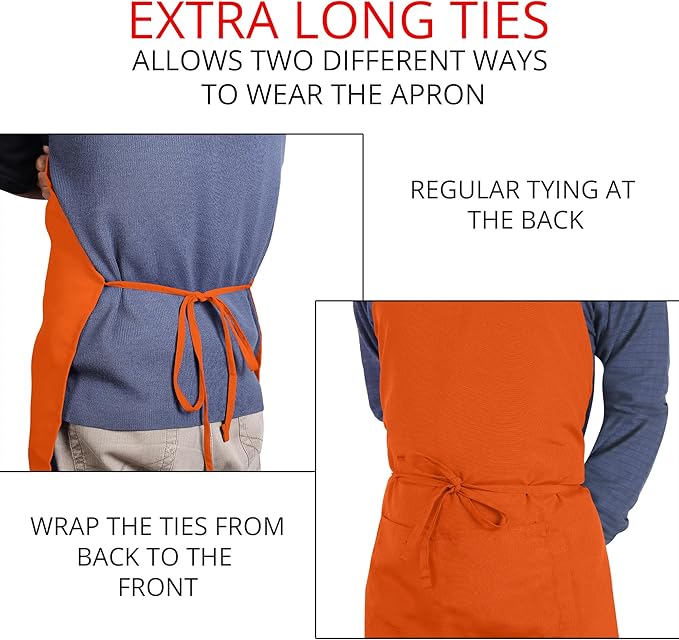 Utopia Kitchen 2 Pack Bib Apron, Adjustable with 2 Pockets, Water and Oil Resistant, Cooking Kitchen Chef Apron for Women Men