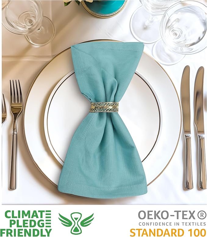 Urban Villa Cloth Napkins Aqua Dinner Napkins Set of 12 (20X20) 100% Cotton Absorbent Washable Durable Reusable Cloth Napkins Ideal for Easter Decorations Hotel Collection Farmhouse Parties Napkins