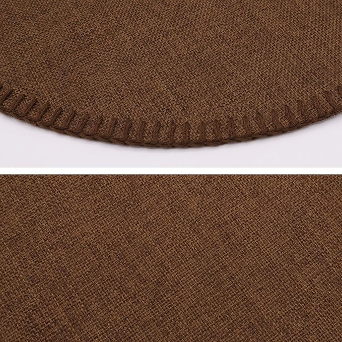 Round Placemats Set of 6, 15 Inch Linen Fabric Table Placemats, Heat Resistant, Wrinkle Free Washable Placemats Kitchen Place Mats Set of 6 for Dining Table Party Table (Coffee, 6)
