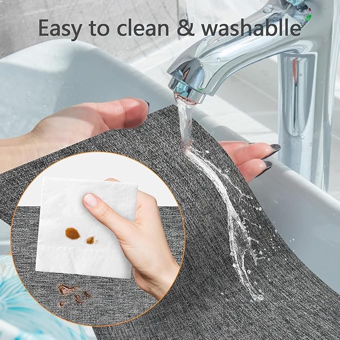 DACHUI Placemats Set of 4, Linen Look Woven Place Mats, Water Resistant, Heat Resistant, Washable, Durable Table Mats (Dark Grey)