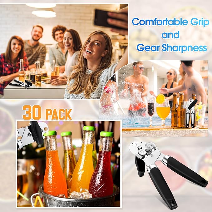 Gisafai 30 Pcs Manual Can Opener with Sharp Blade Smooth Edge Multifunctional Kitchen Gadget Handheld Openers Oversized Handheld Knob Can and Bottle Animals
