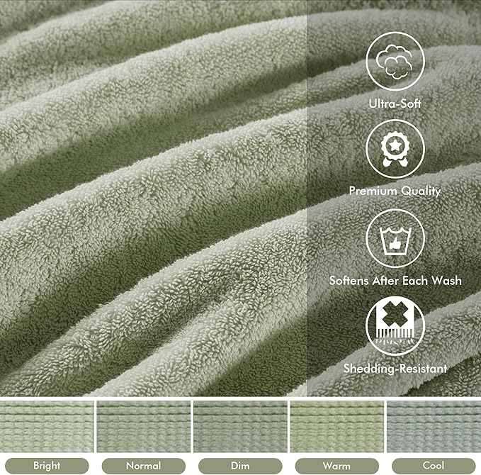 Madison Park 800GSM Bathroom Towel Set of 8 100% Cotton Bath Towel Set for Bathroom Luxurious Highly Absorbent 2 Bath Towels 2 Hand Towels 4 Washcloths Quick Dry Spa Quality Sage Green