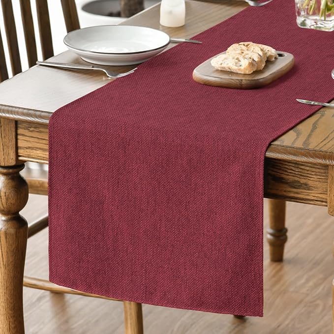 Artoid Mode Dark Red Table Runner, Seasonal Christmas Valentine's Washable Kitchen Dining Table Decoration for Home Party Decor 13x108 Inch