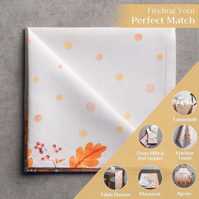 Maison d' Hermine Cloth Napkins Set of 4 100% Cotton for Thanksgiving Christmas Decorations Everyday Reusable Square Fall Napkins Cloth Washable Dinner Party (Oak Leaves, 20"x20")