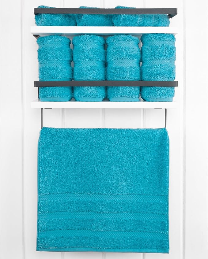 American Soft Linen Luxury Hand Towels for Bathroom, 600 GSM Heawy Weight 16x28 Size 100% Cotton Turkish 4 Piece Hand Face Towel Set, Aqua Blue Hand Towels