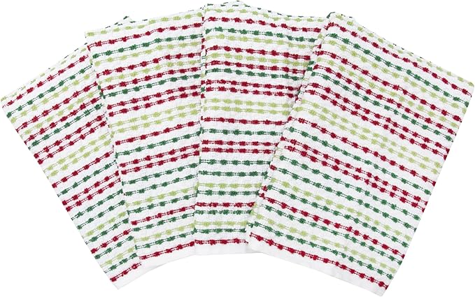 Ritz Pebble Bar Mop, Holiday Red-Green, 4 Towel Set