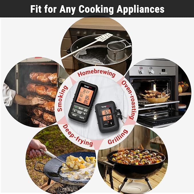 TempPro TP20 500FT Wireless Meat Thermometer with Dual Meat Probe, Digital Cooking Food Meat Thermometer Wireless for Smoker BBQ Grill Thermometer Beef Steak Turkey Thermometer (Previously ThermoPro)