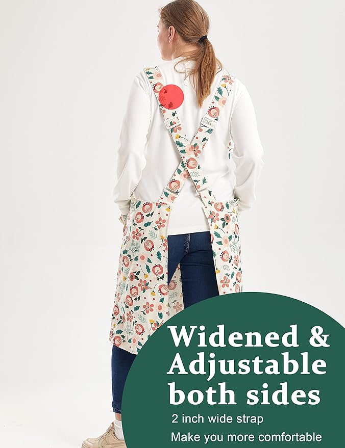 Big Plus Size Aprons for Women with Pockets Cotton Linen Baking Kitchen Cooking