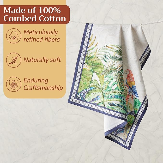 Maison d' Hermine Kitchen Towel 100% Combed Cotton Premium Set of 3 Soft, Easter Bar Towel, Multi-Purpose Dish Cloth for Dining, Buffet Parties & Camping - Mosaic