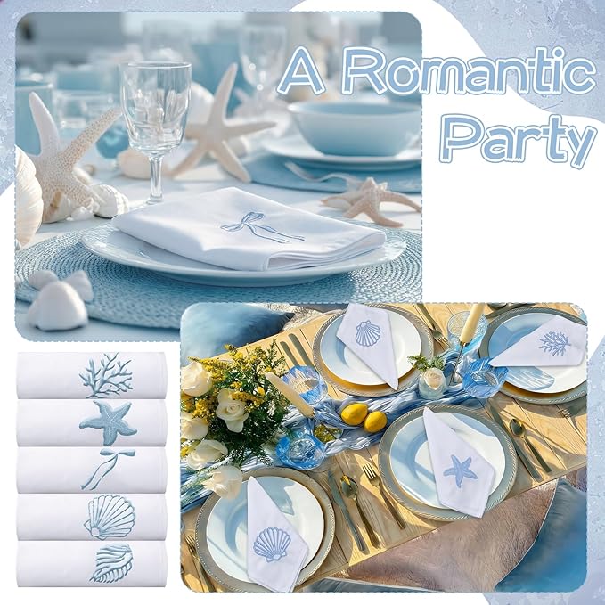 HunnmingRe 12 Pcs Last Toast on The Coast Bachelorette Coastal Party Cloth Napkins Decorations 17x17 Inch 100% Cotton Soft Embroidered Table Dinner Napkin for Bridal Shower Bachelorette Supplies