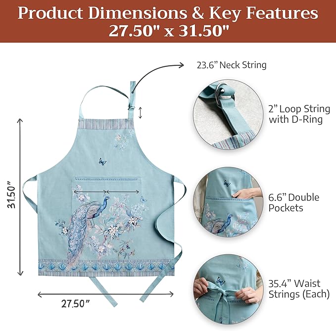 Maison d' Hermine 100% Cotton Apron for women with Pocket Kitchen Chef Apron for Men Cooking Mothers Day Gifts