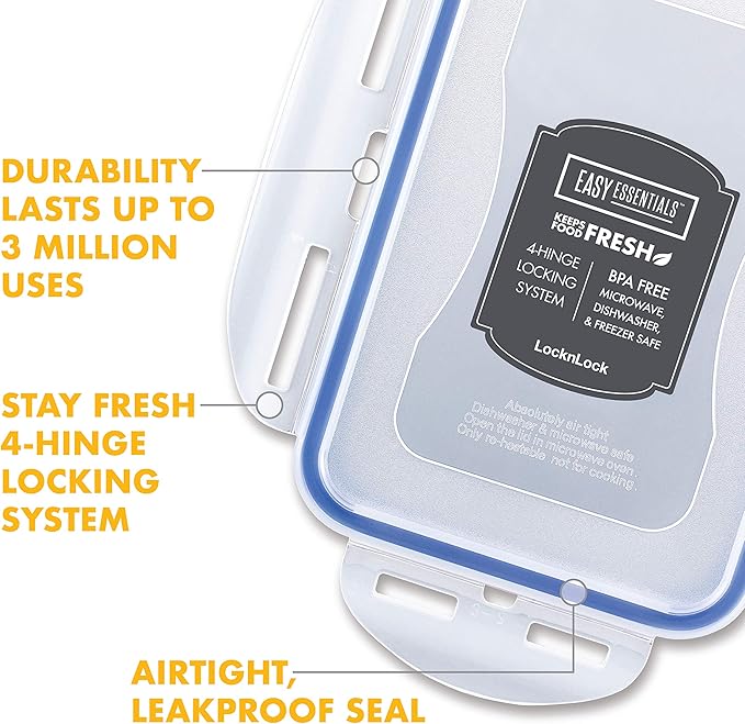 LOCK & LOCK Easy Essentials Food lids (flip-top) / Pantry Storage/Airtight containers, BPA Free, top-16.5 Cup-for Cereal, Clear (Pack of 2)