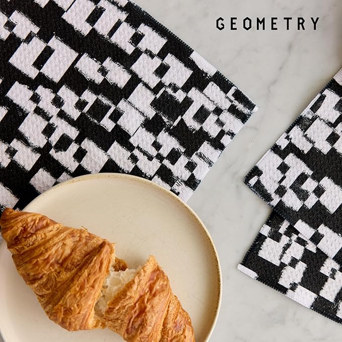 GEOMETRY Dishcloth – Evergreen Collection – Quick-Dry, Ultra-Absorbent, Reusable Microfiber Kitchen Towels for Drying & Cleaning - Patch Party - 3 Pack