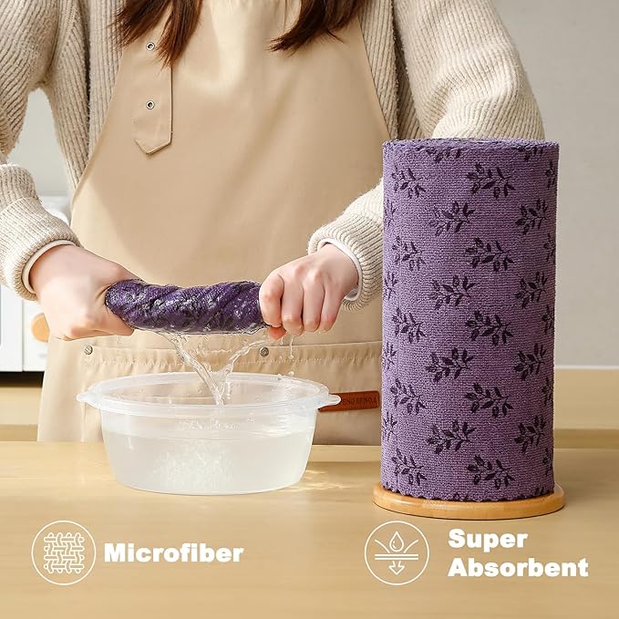 Microfiber Cleaning Cloth Roll,80 Pack Cleaning Towels,Lint Free Rags Paper Towels & Tear Away Reusable Towels,Washable Shop Rags Floral Wipe Cloth,Wash Cloths Dish Rags for Car Kitchen Window