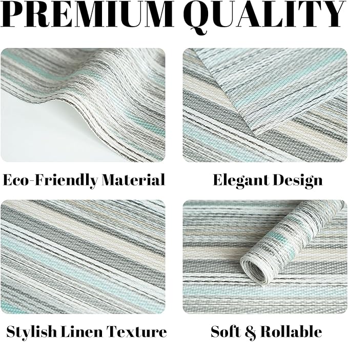 Placemats Set of 8 Vinyl/Plastic Woven Place Mats for Kitchen Table Indoor/Outdoor Washable Placemat Wipeable Dining Table Mats (Turquoise,8)