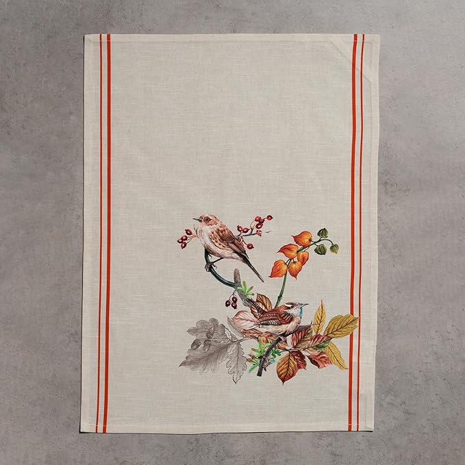 Maison d' Hermine Kitchen Towels Set of 3 100% Cotton 20" x 27.5" Reusable Cloth Tea Dish Towels Absorbent with Hanging Loop for Kitchen Dining Thanksgiving Christmas Decorations (Recolte)