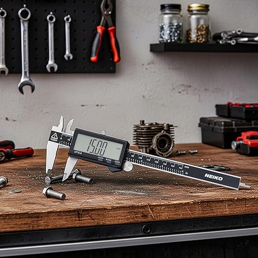 NEIKO 01401A 6-Inch Electronic Digital Caliper, Stainless Steel, Extra Large LCD Screen, Measurement Conversions for Inches, Millimeters, and Fractions