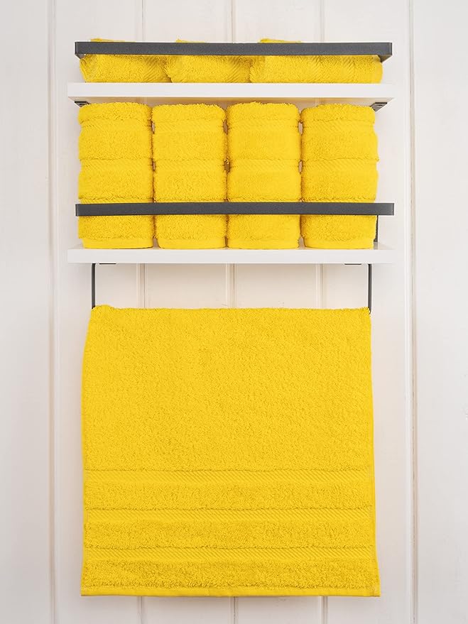 American Soft Linen Luxury Hand Towels for Bathroom, 600 GSM Heawy Weight 16x28 Size 100% Cotton Turkish 4 Piece Hand Face Towel Set, Yellow Hand Towels