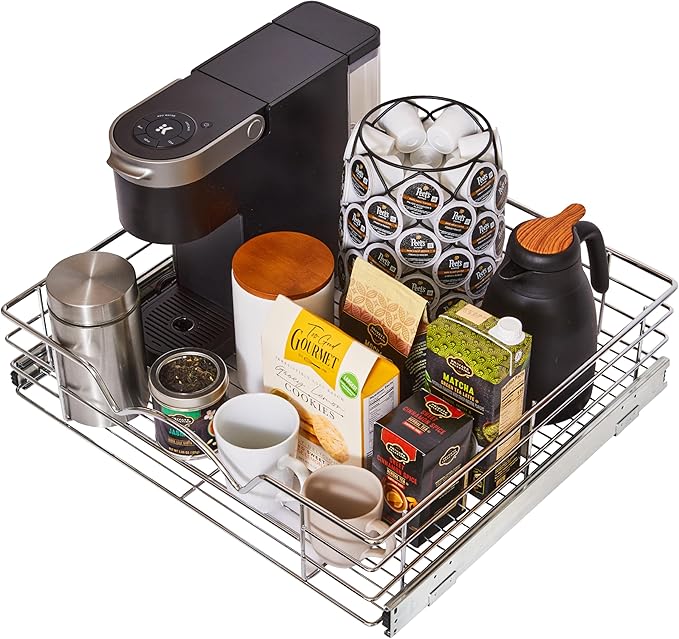 HOLDN’ STORAGE Pull Out Cabinet Organizer, Slide Out Drawer for Kitchen Cabinets & Pantry, Roll Out Shelf for Pots, Pans & Under Sink Storage, Heavy-Duty Full-Extension, 22" W x 21" D x 5" H