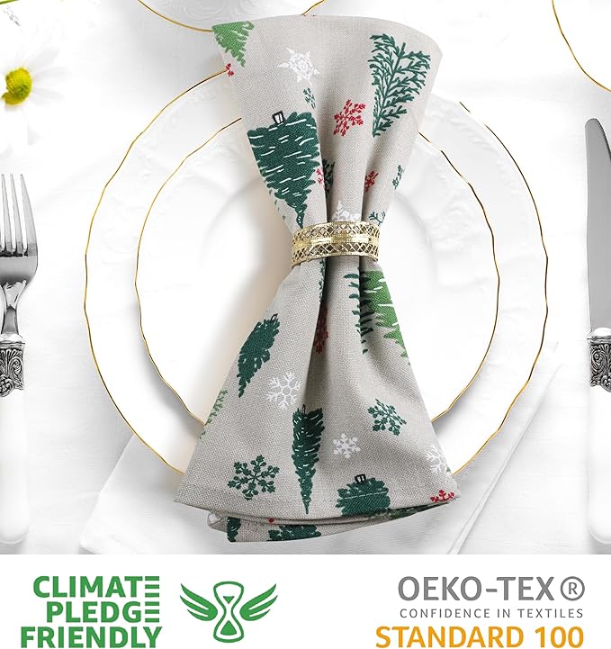 Urban Villa Cloth Napkins Set of 12(20x20)100% Cotton Dinner Napkins Cloth Washable Soft Durable Reusable Absorbent Napkins Ideal for Farmhouse Parties Hotel Lunch Restaurant Dinner Napkins-Green Tree