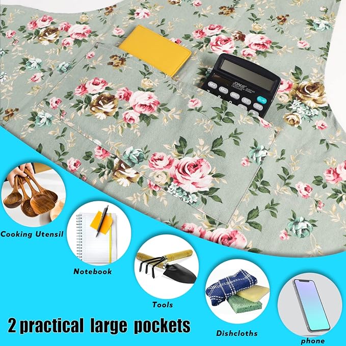 LOLOMLO Oversize Canvas Cotton Apron, Extra Large Aprons with Long Strap, Adjustable Neck Tear Resistant Plus Size aprons
