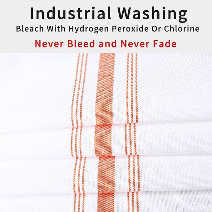 Restaurant Cloth Napkins Set of 12 Pack, Dinner Napkins Cloth Washable 18 x 22 Ins, Reusable Table Napkins Cloth, No Iron,No Fade, Easy to Remove Stains, Orange Stripes
