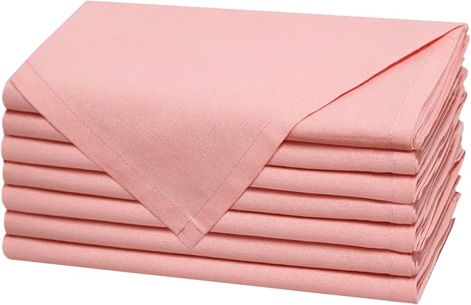 COTTON CRAFT Easter Cloth Napkins - Set of 8 Soft 100% Cotton Napkins - Reusable Lunch Brunch Dinner Napkins - Spring Summer Table Decor - Machine Washable - 17 x 17 inches - Spring Blossom Pink