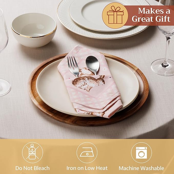 Maison d' Hermine Cloth Napkins Set of 4 100% Cotton Everyday Reusable Square Napkins Cloth Washable Dinner Party Wedding Restaurant Gifts for Mothers Day Spring/Summer (Easter, 18" x 18")