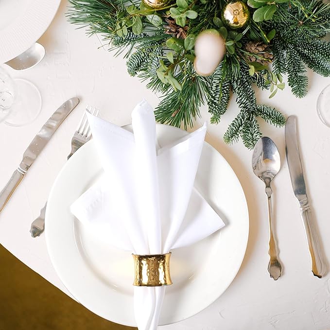 Hemmed Edge Cloth Dinner Napkins Set of 4 18x18 Inches - White, Soft Decorative Premium Dinning Table Linen Napkin Ideal for Kitchen, Spring, Easter | Washable Polyester Fibre Napkin for Home Décor