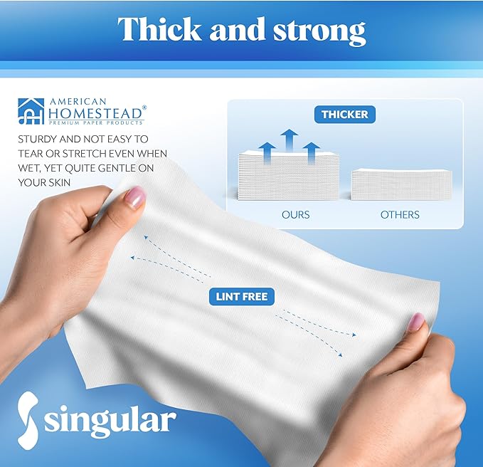 AH AMERICAN HOMESTEAD Disposable Napkins – Premium Guest Towel Napkins, Soft Paper Guest Towels for Bathroom, Disposable Hand Towels for Kitchen & Entertaining, White 12 x 17 (100 Count-Smooth)