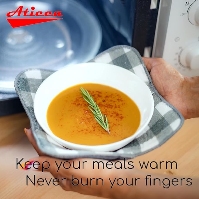 Aticca Microwave Bowl Cozy Holders for Hot Food Set of 4 Hot Pads for Bouillon Cups Multipurpose Heat Proof Plate Holder