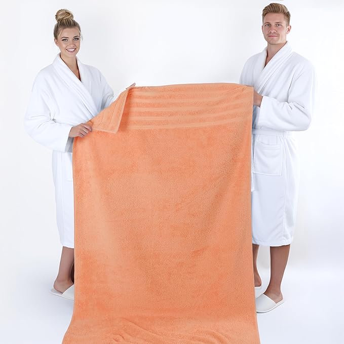 American Soft Linen 35x70 Jumbo Large Bath Towel, 600 GSM 100% Cotton Turkish Bath Sheet, Oversized Luxury Bath Towel for Bathroom Beach and Pool, Malibu Peach