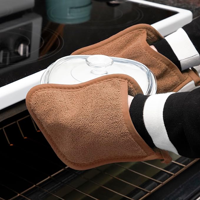 RITZ Terry Pocket Mitt & Hot Pad: Unparalleled Heat Resistant, Durable 100% Cotton – Ergonomically Designed for Optimal Grip – Easy-Care Machine Washable – 2-Pack, Copper