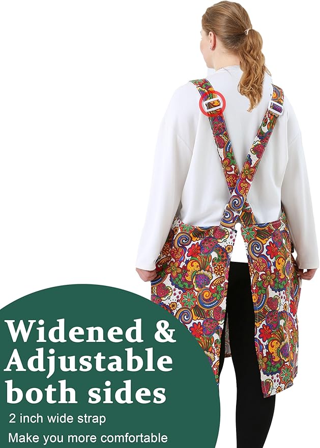 Big Plus Size Aprons for Women with Pockets Cotton Linen Baking Kitchen Cooking