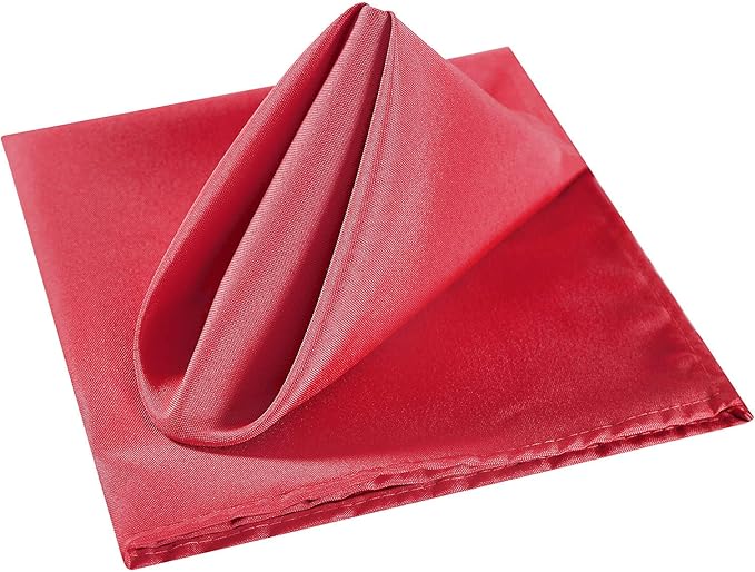 Cloth Napkins 20x20 inch Washable Polyester Dinner Napkins Soft Table Napkins for Wedding Party Dining Banquet(Red,12PCS)