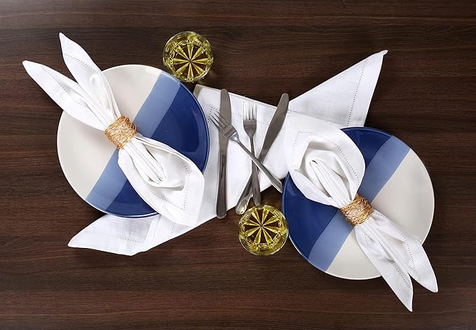 Lightnpro White Hemstitched Cotton Napkins Set of 6 – 18x18 Inch Dinner Cloth Napkins, Soft & Washable, Elegant Table Napkins for Dining, Wedding, Special Occasions & Everyday Use