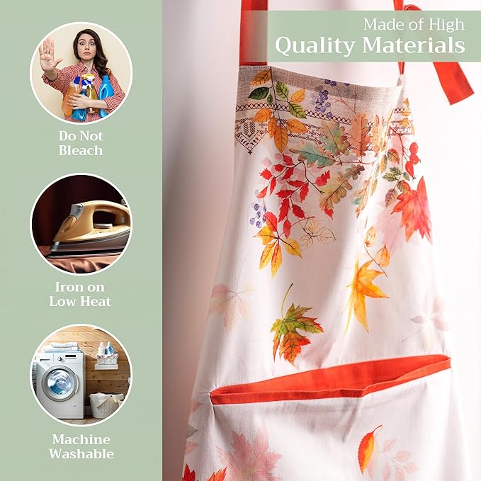 Maison d' Hermine 100% Cotton Apron for women with Pocket Kitchen Chef Apron for Men Cooking Mothers Day Gifts