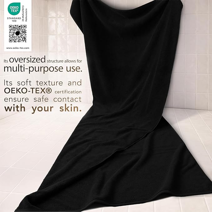 Cotton Paradise 100% Cotton 40x80 Oversized Bath Sheet, Extra Large Turkish Bath Towels for Bathroom, Black Bathsheet