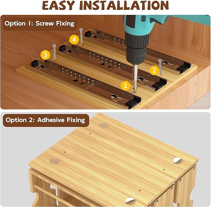 Jolitac Bamboo Pull Out Spice Rack for Cabinet, Slide Out Drawers, Space-Saving Seasoning Kitchen Pantry Sliding Vertical Organization, Easy to Install, 9.1" Wide, 3 Drawers(1.85" Wide), 2-Tier