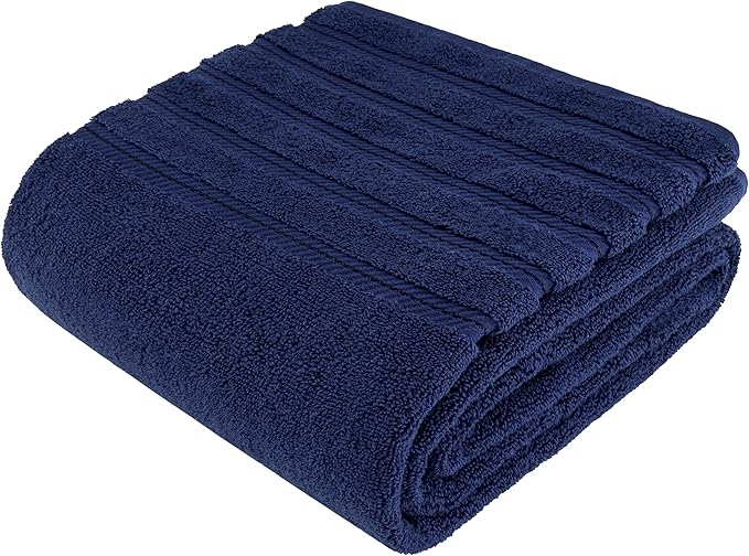 American Soft Linen 35x70 Jumbo Large Bath Towel, 600 GSM 100% Cotton Turkish Bath Sheet, Oversized Luxury Bath Towel for Bathroom Beach and Pool, Navy Blue