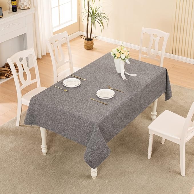 BALCONY & FALCON Rectangle Tablecloth Washable Wrinkle Resistant and Water Proof Table Cloth Decorative Fabric Tablecloths for Dining Parties Kitchen Wedding and Outdoor Use (Gray, 47x63)