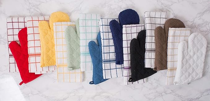 DII Basic Terry Collection 100% Cotton Quilted, Oven Mitt, Mineral Gray, 2 Piece